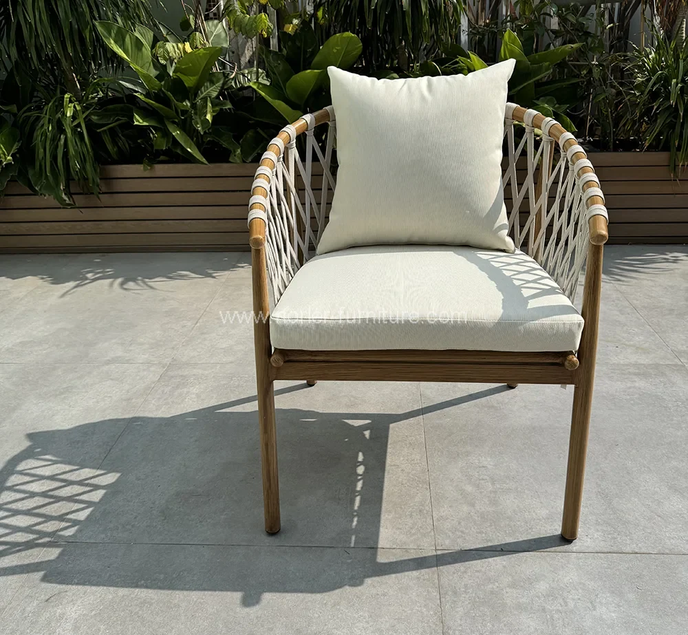 Outdoor Balcony Teak Wood Rope Garden Set