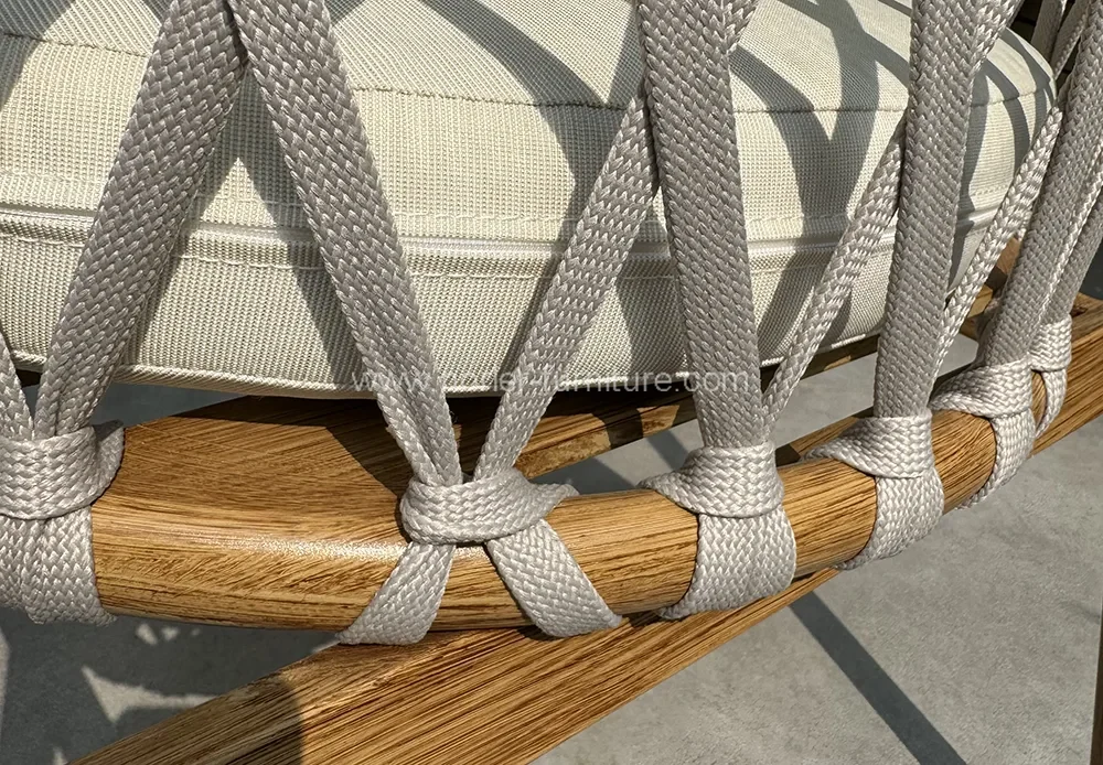 Outdoor Balcony Teak Wood Rope Garden Set