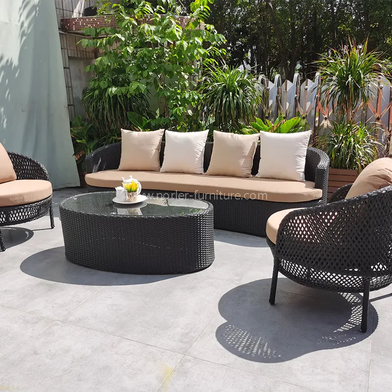 حديثة Pe rattan فناء الشرفة أريكة في الهواء الطلق